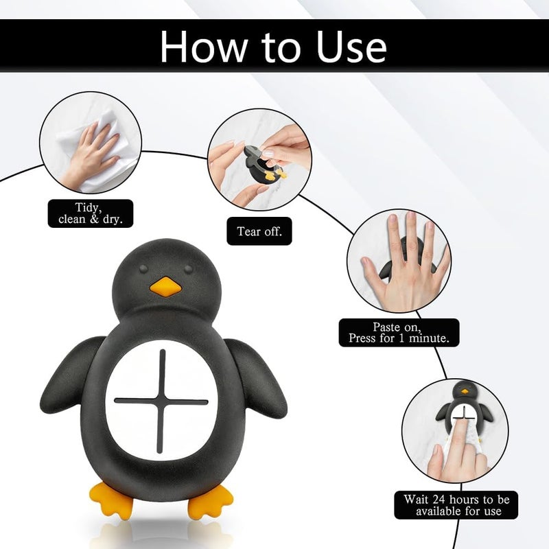 Mhfpl Funny Winter Penguin Adhesive Wall Mount Hand Towel Hook for Camper Refrigerator Cabinet Kitchen Bathroom Wall Dishwasher, Penguin Push Dish Towel Hooks, Cute Dish Rag Holder Kitchen Accesories - Image 3